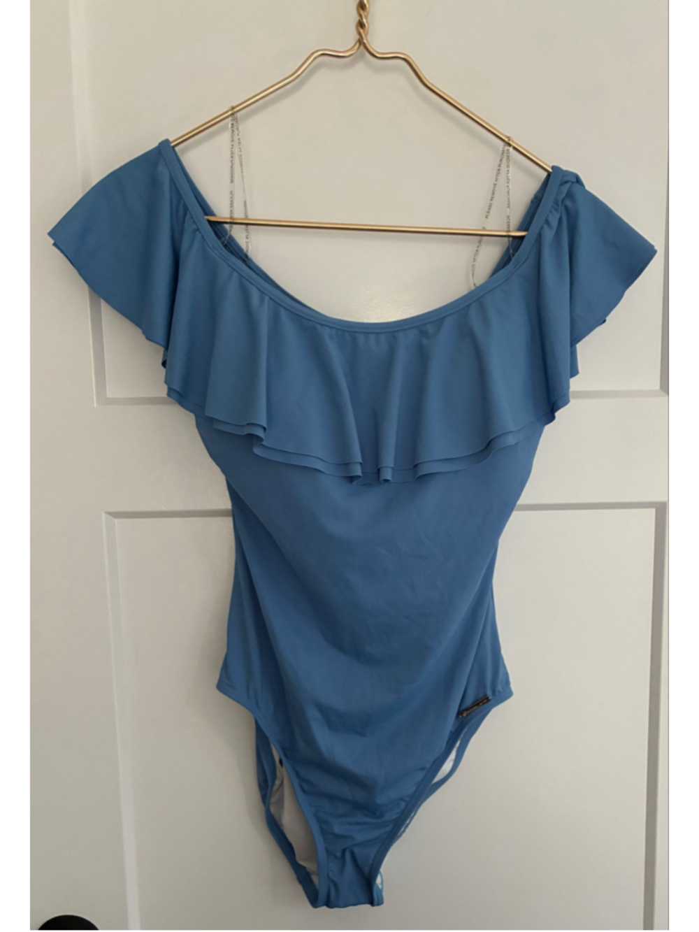 Women's Michael Kors Blue Ruffle One Piece Swimsuit Size 10